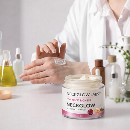 NECKGLOW LABS™ -Cuello y mandíbula con aspecto más firme en solo 60 segundos al día.